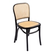 Pemberly Row Solid Wood Side Chairs With Natural Cane (Set of 2) in Black
