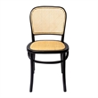 Pemberly Row Solid Wood Side Chairs With Natural Cane (Set of 2) in Black