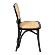 Pemberly Row Solid Wood Side Chairs With Natural Cane (Set of 2) in Black