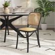 Pemberly Row Solid Wood Side Chairs With Natural Cane (Set of 2) in Black