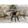 Pemberly Row Solid Wood Side Chairs With Natural Cane (Set of 2) in Black