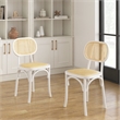 Pemberly Row Solid Wood with Natural Cane Side Chairs (Set of 2) in White