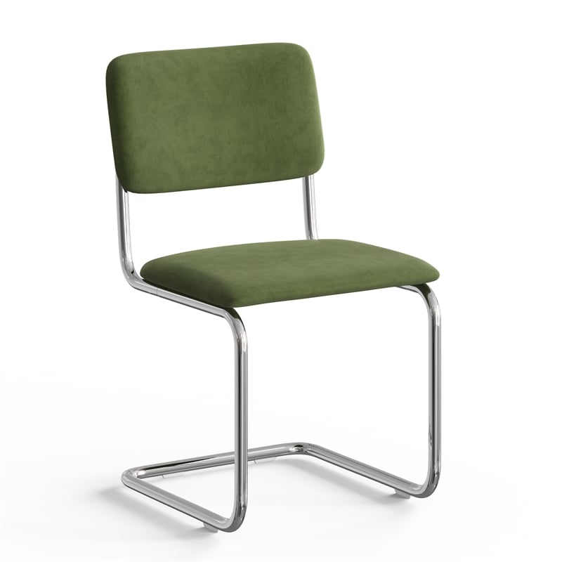 Pemberly Row Contemporary Velvet Side Chair (Set Of 2) in Forest