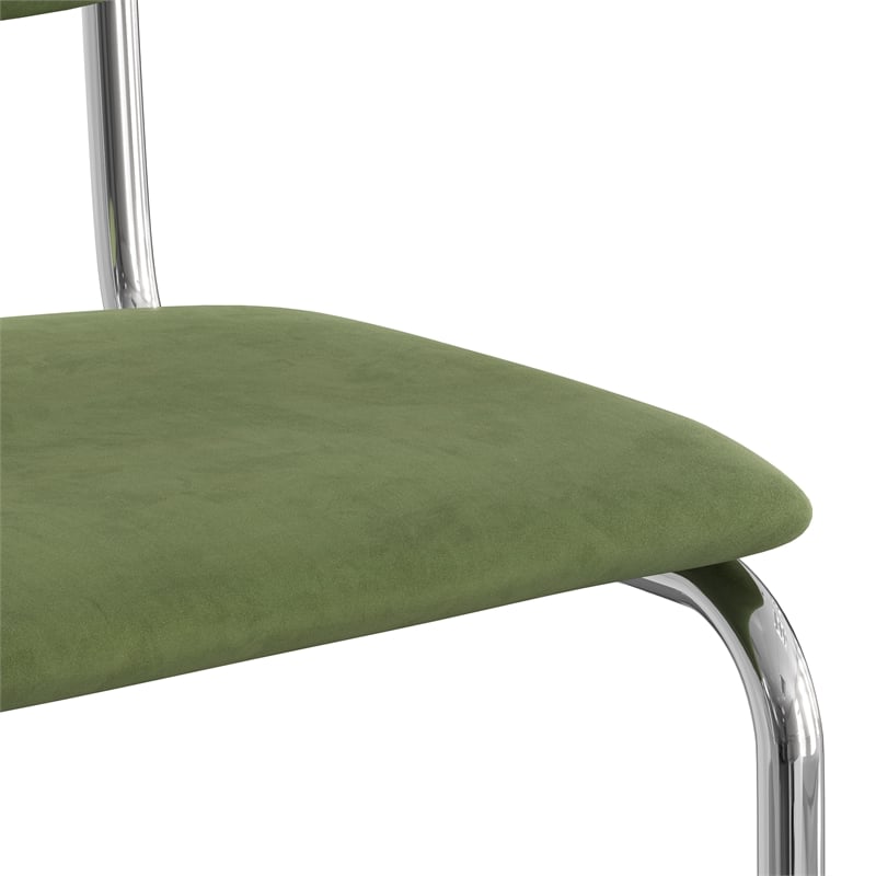 Pemberly Row Contemporary Velvet Side Chair (Set Of 2) in Forest