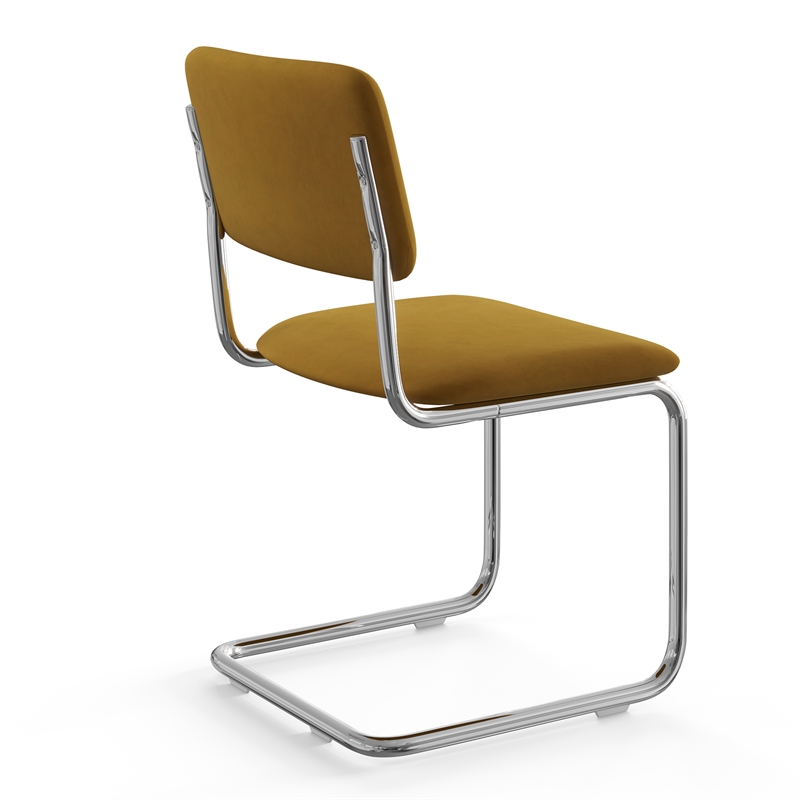 Pemberly Row Contemporary Velvet Side Chair (Set Of 2) in Gold