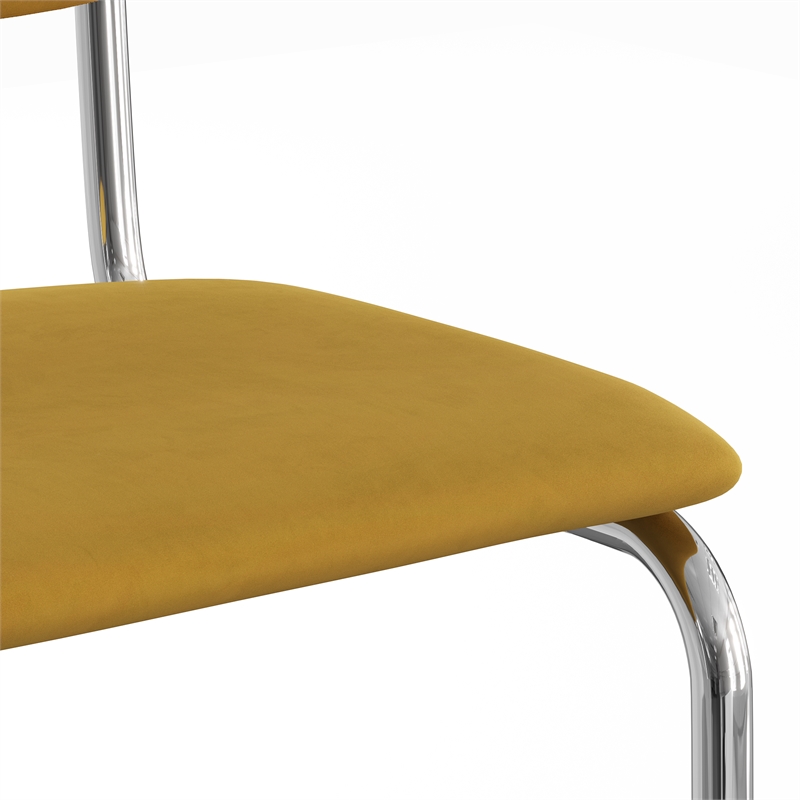 Pemberly Row Contemporary Velvet Side Chair (Set Of 2) in Gold