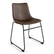 Pemberly Row Vegan Leather Side Chairs with Black Legs (Set of 2) in Dark Wood
