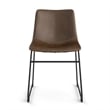 Pemberly Row Vegan Leather Side Chairs with Black Legs (Set of 2) in Dark Wood