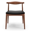 Pemberly Row Modern Solid Ash Wood Leather Dining Chair in Walnut