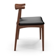 Pemberly Row Modern Solid Ash Wood Leather Dining Chair in Walnut