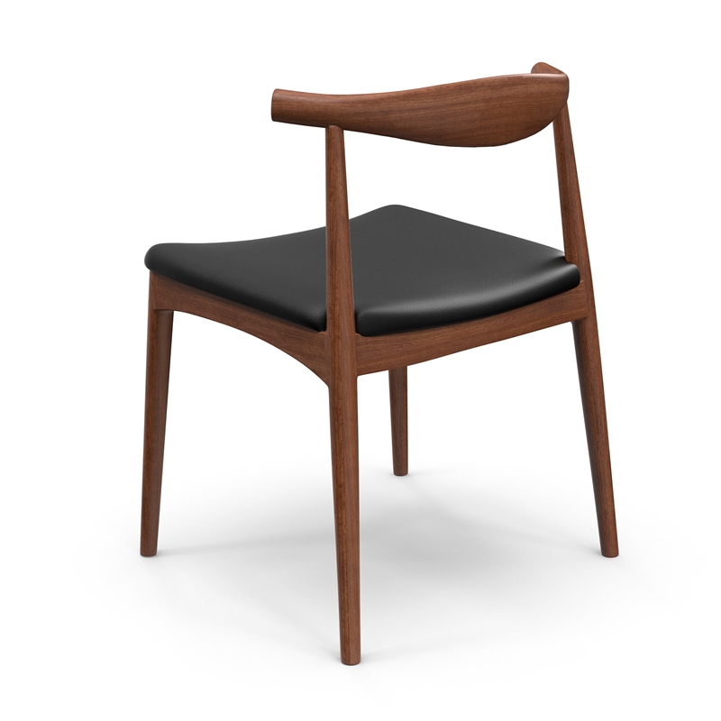 Pemberly Row Modern Solid Ash Wood Leather Dining Chair in Walnut