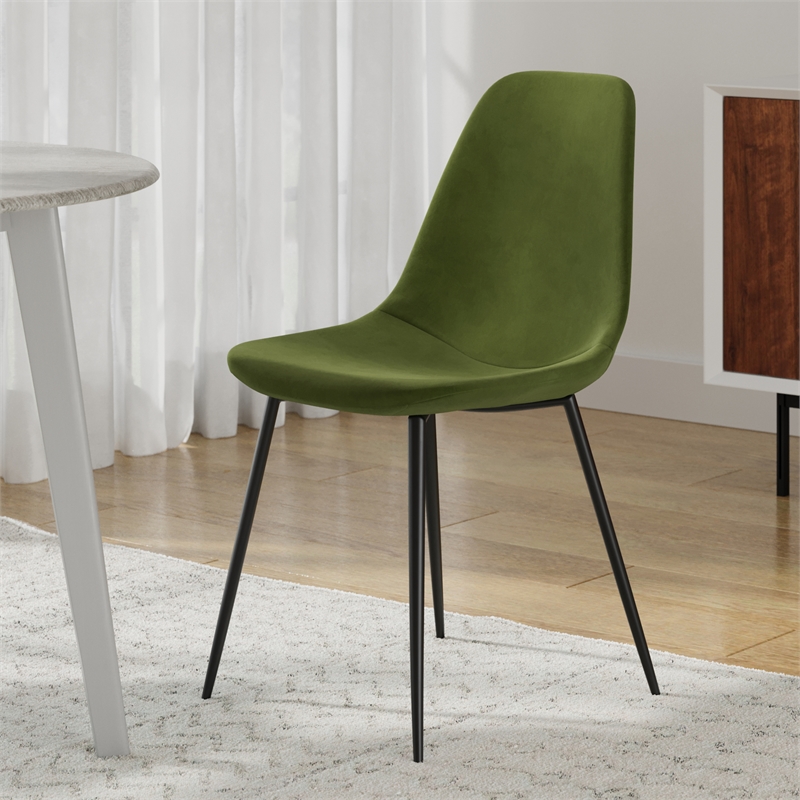 Pemberly Row Performance Velvet Side Chairs (Set of 2) in Forest