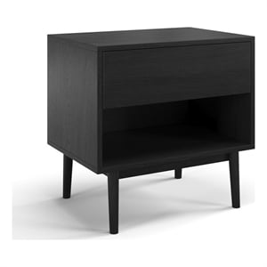Pemberly Row Contemporary Scandinavian One-Drawer Nightstand in Black