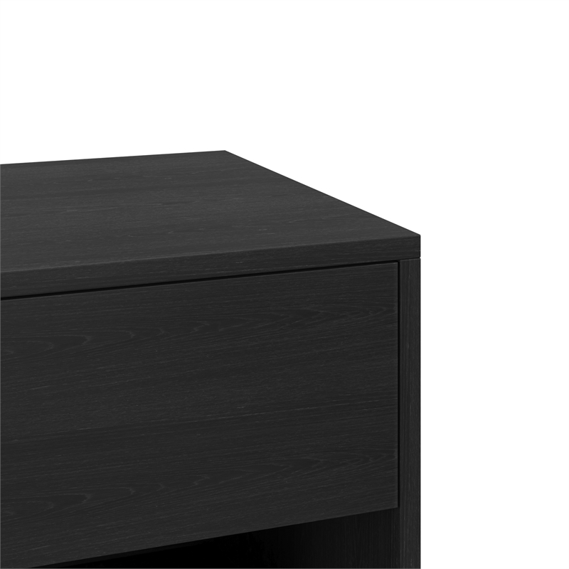 Pemberly Row Contemporary Scandinavian One-Drawer Nightstand in Black