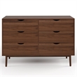 Pemberly Row Contemporary Scandinavian 6-Drawer Dresser in Walnut