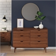 Pemberly Row Contemporary Scandinavian 6-Drawer Dresser in Walnut