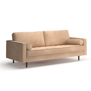 Pemberly Row Contemporary Soft Velvet Upholstery Sofa in Sand