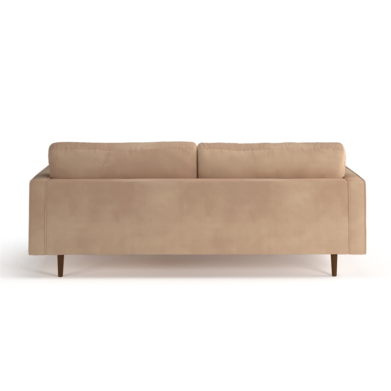 Pemberly Row Contemporary Soft Velvet Upholstery Sofa in Sand