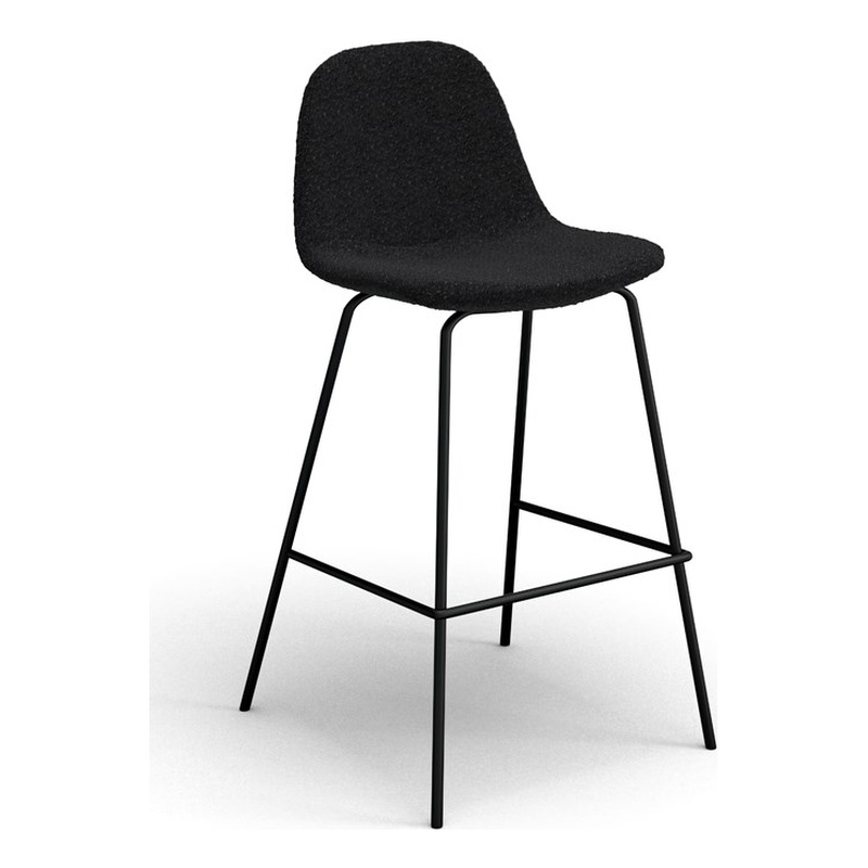 Pemberly Row Counter Stools in Black Boucle (Set of 2) in Black