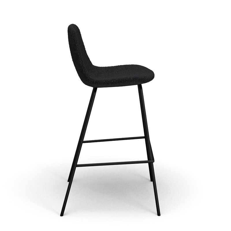 Pemberly Row Counter Stools in Black Boucle (Set of 2) in Black