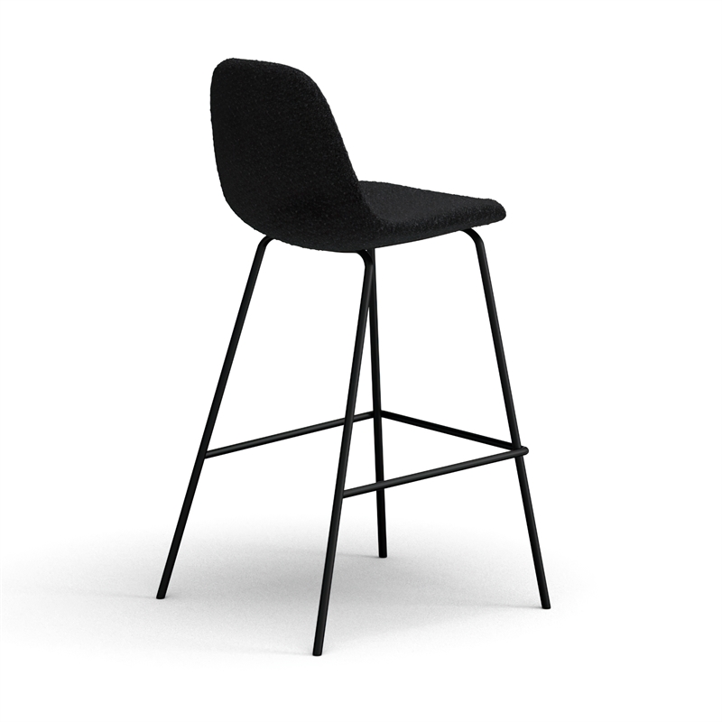 Pemberly Row Counter Stools in Black Boucle (Set of 2) in Black