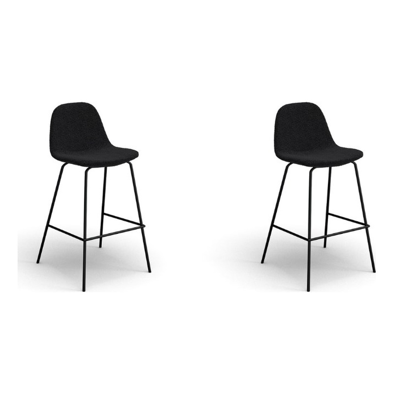 Pemberly Row Counter Stools in Black Boucle (Set of 2) in Black