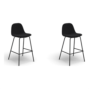 Pemberly Row Counter Stools in Black Boucle (Set of 2) in Black