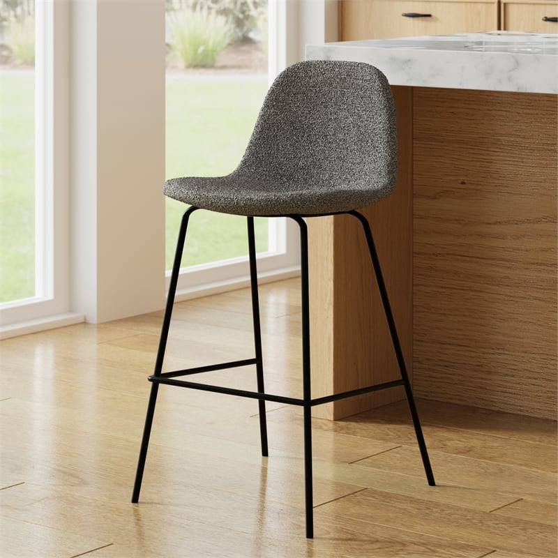 Pemberly Row Counter Stools in Grey Boucle (Set of 2) in Gray