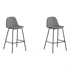 Pemberly Row Counter Stools in Grey Boucle (Set of 2) in Gray