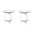 Pemberly Row Set of 2 Round red Glass Top End Tables in Clear and Gold