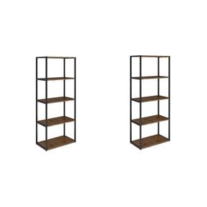 Pemberly Row Set of 2 30&quot Wide Bookcases in Rustic Natural Aged Brown