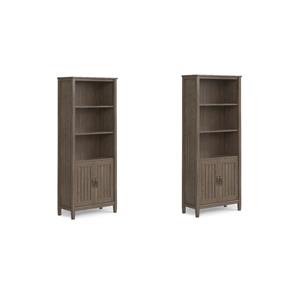 Pemberly Row Set of 2 Solid Wood 72&quot x 30&quot Transitional Bookcases in Smoky Brown