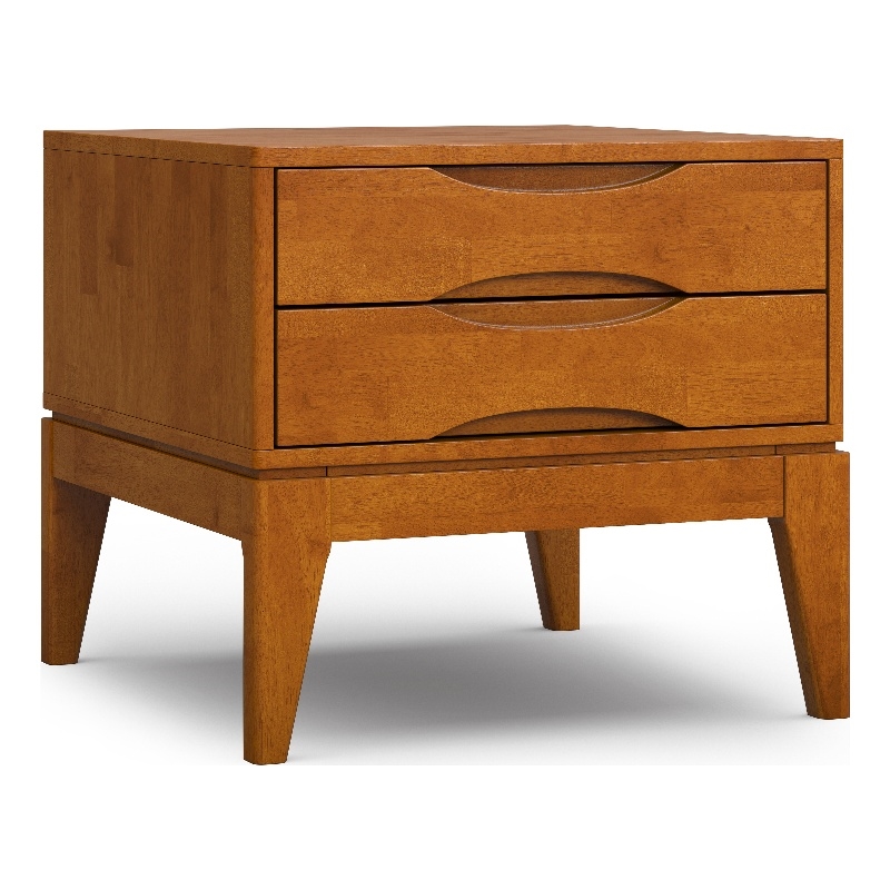 Pemberly Row Set of 2 2-Drawer Solid Hardwood End Tables in Brown