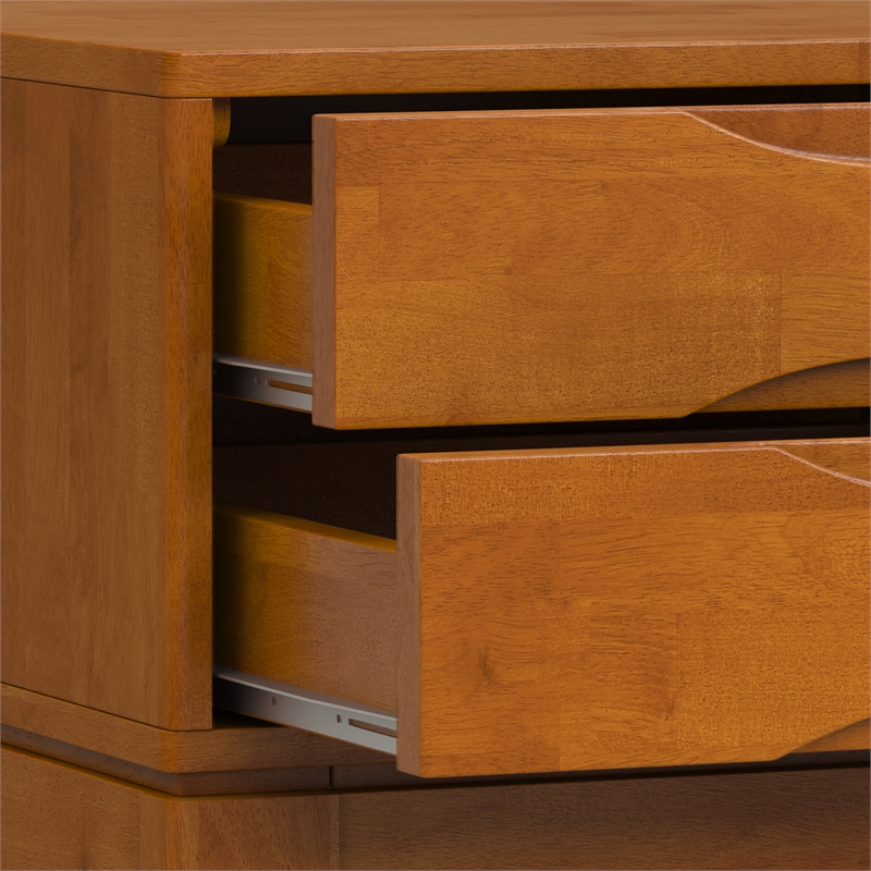 Pemberly Row Set of 2 2-Drawer Solid Hardwood End Tables in Brown