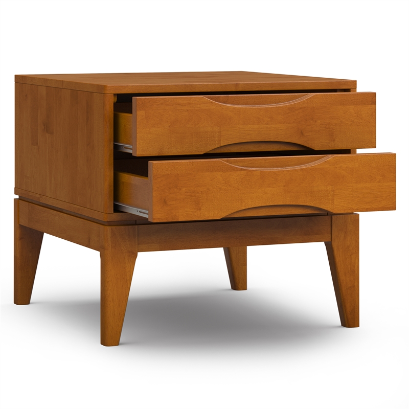 Pemberly Row Set of 2 2-Drawer Solid Hardwood End Tables in Brown