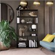 Pemberly Row Set of 2 Contemporary Bookcases Etagere in Black Marble