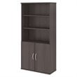 Pemberly Row Set of 2 5-Shelf Bookcases with Doors in Storm Gray