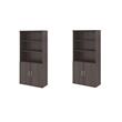 Pemberly Row Set of 2 5-Shelf Bookcases with Doors in Storm Gray
