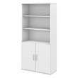 Pemberly Row Set of 2 5-Shelf Bookcases with Doors in White - Engineered Wood