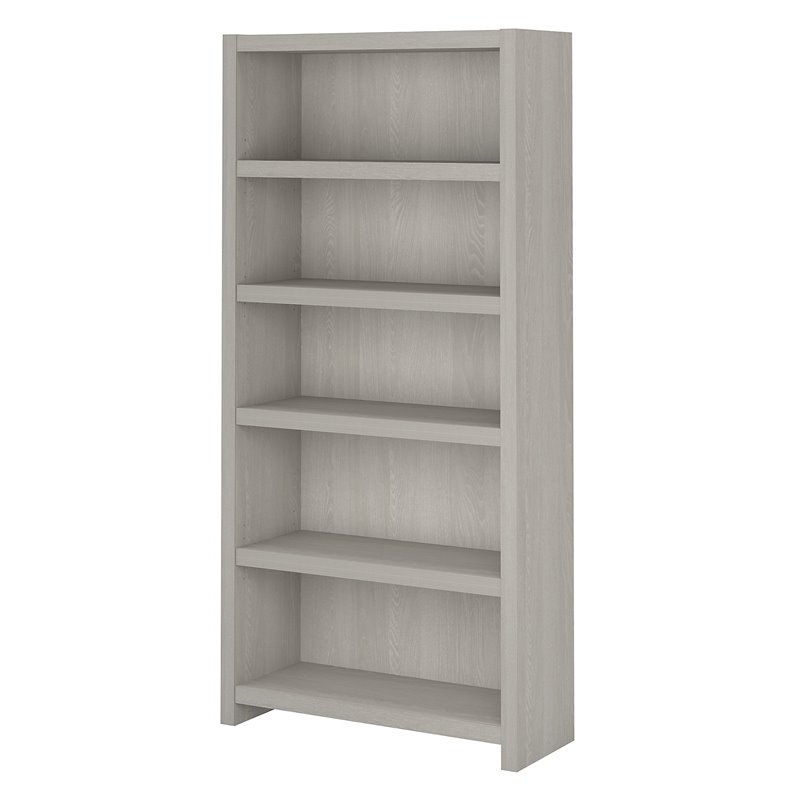Pemberly Row Set of 2 5-Shelf Bookcases in Gray Sand - Engineered Wood