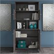 Pemberly Row Set of 2 5-Shelf Bookcases with Doors in Storm Gray