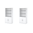 Pemberly Row Set of 2 5-Shelf Bookcases with Doors in Pure White