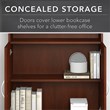 Pemberly Row Set of 2 5-Shelf Bookcases with Doors in Hansen Cherry