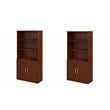 Pemberly Row Set of 2 5-Shelf Bookcases with Doors in Hansen Cherry