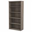 Pemberly Row Set of 2 Tall 5-Shelf Bookcases in Modern Hickory - Engineered Wood
