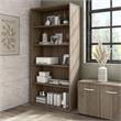 Pemberly Row Set of 2 Tall 5-Shelf Bookcases in Modern Hickory - Engineered Wood