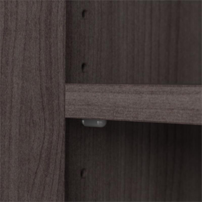 Pemberly Row Set of 2 Tall 5-Shelf Bookcases in Storm Gray - Engineered Wood