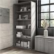 Pemberly Row Set of 2 Tall 5-Shelf Bookcases in Platinum Gray - Engineered Wood