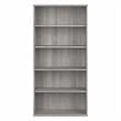Pemberly Row Set of 2 Tall 5-Shelf Bookcases in Platinum Gray - Engineered Wood