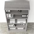 Pemberly Row Set of 2 Tall 5-Shelf Bookcases in Platinum Gray - Engineered Wood